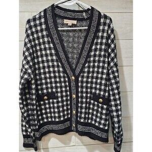 Philosophy Republic Black White Checkered Button Up Cardigan Size M